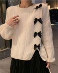 Sweet Bow Solid Color Sweater