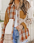 Plaid Colorblock Patchwork Shirt Jacket