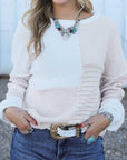 Colorblock Tied Keyhole Sweater