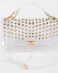 Studded Transparent Top Handle Bag