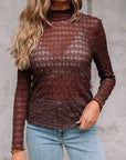 Sheer Mesh Lettuce Trim Top