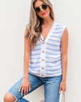 Veda V Neck Gold Buttons Elegant Sweater Vest