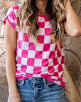 Checker Cap Sleeve Sweater