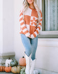 Miller Checkered Floral Striped Sleeve Sweater