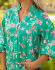 Floral Lantern Sleeve Buttoned Shirt