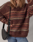 Boho Stripe Knitted Drop Shoulder Sweater