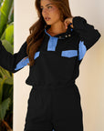 Colorblock Patchwork Pullover and Shorts Set