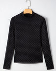 Anastasia Rhinestone Embellished Mesh Long Sleeve Top