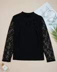 Plus Size Lace Patchwork Cutout Long Sleeve Top