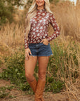 Alexandra Mesh Star Sheath Long Sleeve Top