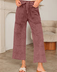 Mineral Wash High Waist Raw Hem Pants