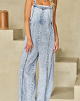 Savanna Frayed Exposed Seam Wide Leg Denim Overall