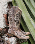 A1197 - WOMEN'S BLACK GLITTER INLAY CROSS AND WINGS EMBROIDERY SQUARE TOE COWBOY BOOT