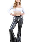 Metallic Bell Bottom Jean in Black- Inseam 30