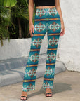 Teal Aztec Flare Pants
