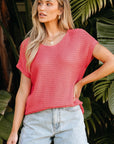 Melina Loose Knit Short Dolman Sleeve Sweater