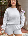 Plus Size Bow Embroidered Pullover and Shorts Set