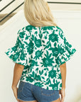 Mavis Floral Ruffled Short Sleeve Loose Blouse