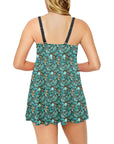 All Turquoise Swim Dress & Shorts Set