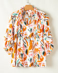Aurelia Drawstring Frilled V Neck 3/4 Sleeve Blouse