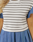 Danna Stripe Ruffle Denim Dress