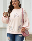 Laila Bow Lantern Sleeve Oversized Sweatshirt