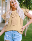 Camilla Two Tone Bow Ruffle Sleeve Top