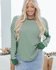 Stripe Thermal Knit Drop Shoulder Top