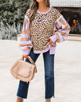 Olivia Stripe Leopard Casual Sweatshirt