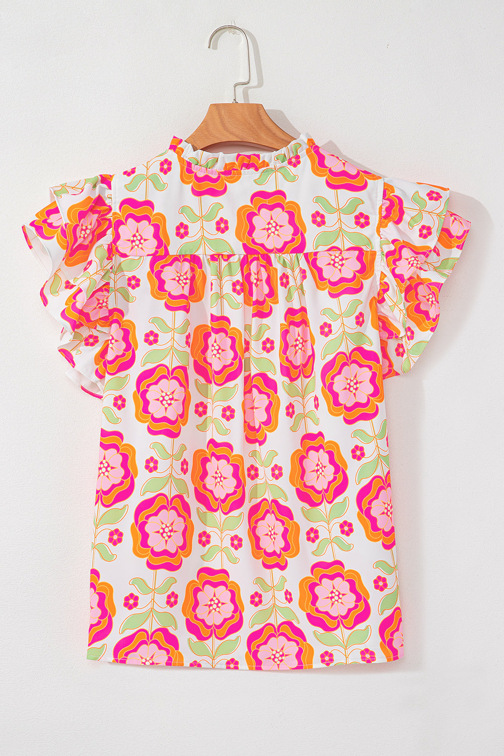 Mikaela Ric-rac Trim Split Neck Loose Blouse