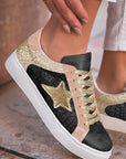 Clare Gold Glitter Star Lace-up Sneakers