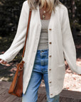 Solid Fuzzy Button-Front Cardigan
