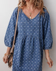 Hazel Open Back Loose Fit Denim Dress