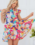 Skye Ruffled Flutter Sleeve Tiered Mini Dress
