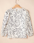 Abstract Balloon Sleeve Blouse