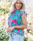 Alexia Ruffled Flutter Sleeve Ruched Blouse
