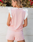 Melissa Trim Ruffled Top and Drawstring Shorts Set