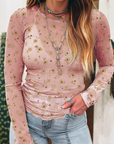 Floral Mesh Long Sleeve Top