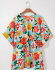 Jane Plus Size Floral V Neck Batwing Blouse