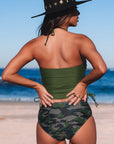 Bristol Camouflage Print Halter Neck Backless Two-piece Swimsuit