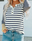 Annie Stripe Button Henley Top