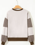 Stripe Colorblock Drop Shoulder Sweatshirt