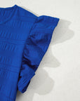 Claire Textured Flutter Sleeve Ruffled Mini Dress