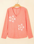 Emery Floral Patchwork V Neck Long Sleeve Top