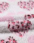 Heart Leopard Pearled Fuzzy Sweater