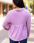 Blake Corded V Neck Bubble Sleeve Blouse