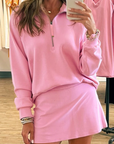 Solid Half Zip Pullover and Mini Skort Set