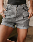 Blaire Zipped Light Wash Cuffed Edge Denim Shorts