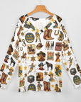 Baha Ranch Long Sleeve Vintage Cowboy Collage Top