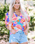 Emerie Floral Split Neck Blouse